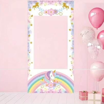 1 Tấm, Phông nền trang trí sinh nhật 2D phẳng chủ đề kỳ lân, Vải polyester, Khung ảnh rỗng, Thiết kế kỳ lân và hoa, Thích hợp cho trang trí tiệc sinh nhật, tiệc trẻ em, lễ kỷ niệm sinh nhật, sinh nhật bé gái, họp mặt gia đình, kỷ niệm ngày cưới, tiệc rửa tội, phông nền chụp ảnh, trang trí bàn bánh, nhà cửa, sân vườn, trang trí trong nhà và ngoài trời, trang trí sự kiện lễ hội, đồ dùng trang trí tiệc và quà tặng