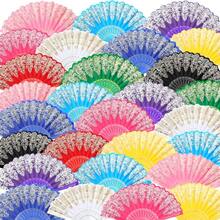 3Pcs D EXCEED Handheld Floral Folding Fans For Women, Chinese Japanese Charming Elegant Vintage Retro Style For Birthday Dancing Cosplay Wedding And Events - Sequins - View 4