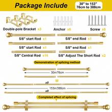 Adjustable 30-146 Inch Double Curtain Rod Set, Metal Extendable Dual Layer Curtain Rod Kit, Suitable For Various Windows, Includes Rod Brackets. Small Extended Size, 5/8 Inch Diameter. Ideal For Blackout Curtains In Bathroom, Bedroom And Living Room (Gold) - American Parallel Bars - View 17