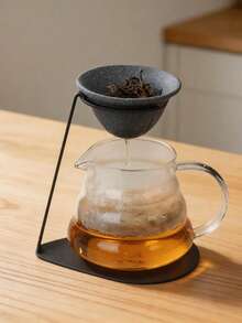 陶瓷茶过滤器，多功能咖啡过滤杯，微孔设计，可重复使用，陶瓷滤网，泡茶 - 灰色 - 查看 3
