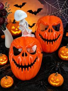 1/2 chiếc mặt nạ đầu lâu bí ngô màu cam cổ điển, phụ kiện hóa trang Halloween, dự tiệc. - Nhiều màu - Xem 6