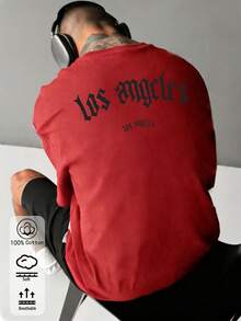 Herren einfarbiges Rundhals Kurzarm lockeres T-Shirt, Freizeitkleidung für Frühling und Sommer, Streetstyle, reisefertig, vielseitig für Büro/Zuhause/Outdoor-Aktivitäten/Vintage-Look/Festival/Strandurlaub/Abschlussreisen/Landhausstil/Punkts/Blumenmuster/einfaches und spaßiges Design - Rot - Übersicht 2
