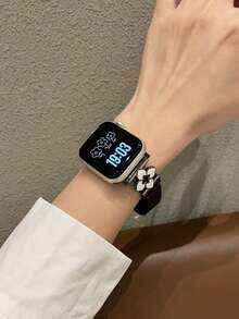 Dây đeo đồng hồ hình hoa thời trang, tương thích với Apple Watch. - màu đen - Xem 2
