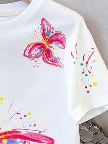 Camiseta blanca de manga corta con bordado floral imitación pesada y cuentas, nuevo estilo chino retro con bordado floral imitación y perlas, elegante camiseta blanca tipo dama, camiseta blanca suelta con imitación de bordado pesado y cuentas al es - Blanco 3 - Ver 3
