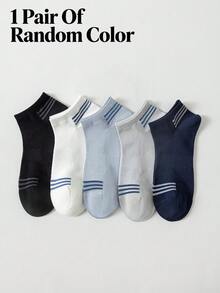 1/5 pares de calcetines de tobillo de algodón a rayas para hombres, calcetines casuales de corte bajo transpirables de malla, adecuados para uso diario en todas las estaciones - Multicolor - Ver 13