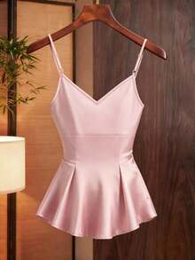 Camiseta de mujer elegante y de moda con cuello en V profundo - Rosa - Ver 2
