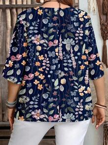 Camisa de mujer de estilo minimalista casual con microrayas azules, adecuada para primavera/verano, con vibra de resort - Multicolor 6 - Ver 2