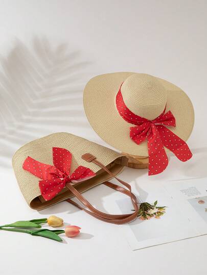 1 Hat + 1 Bag Set, Suitable For Women's Daily Wear And Outings