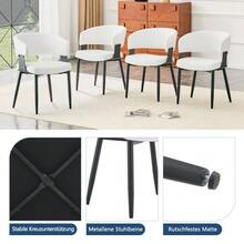 Mid-Century Modern Style Dining Chairs, Set Of 2, Retro Armchairs With Barrel-Shaped Armrests And Patterned Backrests, Faux Leather Kitchen Chairs With Sturdy Legs For Home And Restaurants - White - View 8