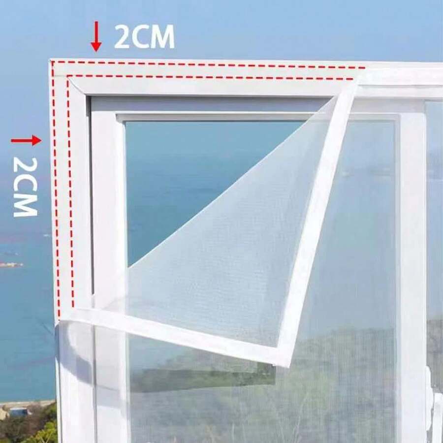 Self-Adhesive Anti-Mosquito Mesh Screen, Invisible Hook And Loop Window Screens, High Density Mesh For Indoor/Outdoor Windows, Washable And Easy To Remove, Summer Mosquito Protection, Multiple Sizes Available - White Net White Edge - View 1
