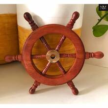 Ship Wheel 6 Wood And Brass Nautical Decor Handmade Captains Steering Personalized Ship's Wheel Vintage Maritime Gifts Home Office Wall - 棕色 + 6英吋長 x 0.5英吋寬 - 查看 5