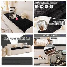 Pet Couch Cover Fuzzy Sofa Covers For Pets, Couch Covers For Dogs, Washable Dog Sofa Cover Protector, Jacquard Fuzzy Non Slip Cushion Slipcover Pet Friendly (Black, 27.6" X 82.7") - B:black - View 2