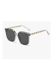 1 pieza Gafas de sol de hombre con marco grande y retro, templos con decoración metálica, elegante para uso diario, ir al trabajo, conducir, vacaciones en la playa - Multicolor - Ver 4