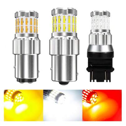 HYNBYZJ مصباح LED لمصابيح الفرامل 1157 بجهد 12 فولت تيار ، T20 T25 3157 7443 مصباح LED لمصابيح الفرامل والذيل والركن والرجوع للخلف للسيارة باللون الأبيض والأحمر والأصفر، 2 قطعة