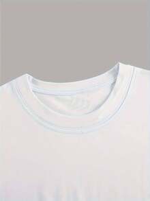 Women's Casual Short-Sleeved T-Shirt With Geometric Skull Print And Round Neck - Women's Clothing, Comfortable Fit, Classic Design - Basic And Versatile. - 白色 - 查看 5