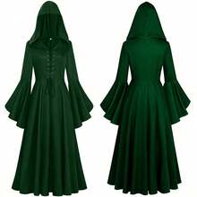 Cosplay Clothing - 251210 Green Bell-sleeve Women's Dress - View 10