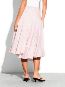 Falda midi con volantes asimétricos a rayas, de cintura alta y estilo fluido y femenino para primavera y verano - Multicolor - Ver 3