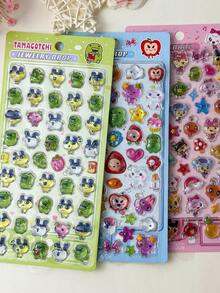 Tamagotchi 1件可愛3D卡通貼紙，可愛動物設計，適合日常裝飾、派對及兒童使用 - 彩色 - 查看 4
