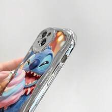 Disney Lilo & Stitch Phone Case, Cartoon Art Protective Cover. Compatible With IPhone 17, 16, 15, 14, 13, 12, 11 Pro Series, Featuring Plush Stitch Holding A Pink And Blue Cotton Candy Against A Carnival Background With Warm Lights, Perfect For Animation Fans, Ideal For Birthdays, Holidays, Anniversaries, Graduation Gifts, Or Any Special Occasion To Surprise Family, Friends, Classmates, And Loved Ones. - 銀色 - 查看 6
