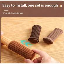 4 buah Pelindung Kaki Kursi Tebal, Kaus Kaki Furnitur Rajutan Elastis dengan Alas Felt, Penutup Kaki Kursi Makan dan Sofa Tahan Aus dan Senyap, Perlindungan Lantai Anti Gores - A - View 9