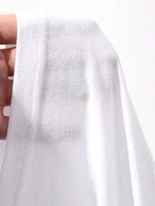 Blusa casual de verano para mujer con cuello redondo, manga corta suelta y 3D plisada con flor - Blanco 8 - Ver 7
