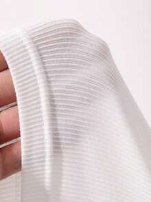 Blusa casual de verano para mujer con cuello redondo, manga corta suelta y 3D plisada con flor - Blanco 9 - Ver 6