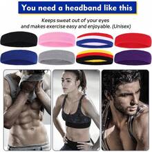 Sweatbands Sports Headband For Men And Women Terry Cloth Moisture Wicking Sports Sweatband For Basketball, Running, Working Out, - đen, xám, đỏ trắng xanh - Xem 3