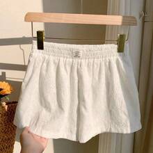 Striped Print Letter Patched Detail Shorts - Blanco - Ver 6