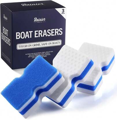 RainierSupplyCo Boat Scuff Eraser - Magic Boat Erasers For Cleaning Seats, Hulls, &Amp; Interiors -  &Amp;  For Vinyl, Leather &Amp; Fiberglass Surfaces - Ideal For Pontoon And Marine Cleaning Kits