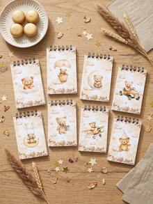 Bộ 8 cuốn sổ tay lò xo chủ đề gấu bông unisex, họa tiết khinh khí cầu và mặt trăng, thiết kế gấu vẽ màu nước dễ thương, sổ ghi nhớ mini lò xo, sổ tay bỏ túi nhỏ, ghi chú, thể hiện sự sáng tạo, trang trí tiệc chủ đề gấu bông, quà tặng tiệc cưới, trang trí tiệc sinh nhật, quà tặng tiệc, trang trí tiệc mừng em bé, trang trí tiệc tiết lộ giới tính, đồ dùng cho tiệc cô dâu, trang trí tiệc. - gấu nâu - Xem 8