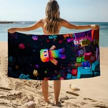 1pc Style Beach Towel, Super Absorbent Large Beach Blanket, Suitable For Travel, Swimming Pool, Diving, Surfing, Yoga, Camping, Available In Multiple Sizes, Beach Accessories - Cube Man - View 9