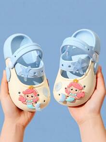 1 Pair Mermaid Style Children's Slippers, Girls Summer New Cute Toddler Indoor/Outdoor Sandals - Blue - View 1