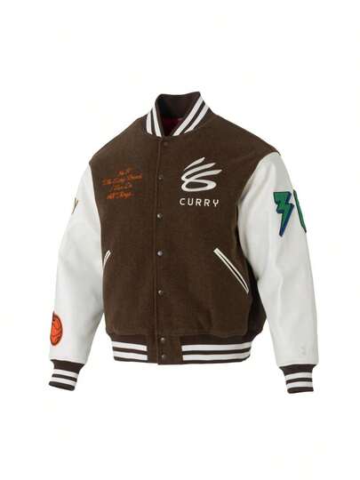Under Armour Áo khoác bomber APAC Curry, áo khoác dệt kim thoải mái, tối giản, kiểu dáng thường ngày, unisex.