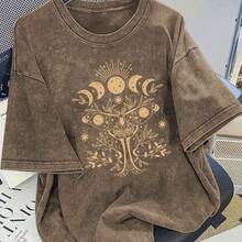 Women's T-Shirt: A High-Quality, Modern Printed T-Shirt Made Of Pure Cotton, Vintage Brand, Popular For Everyday Wear, A Holiday Gift, The Perfect Present - 230g Washed Cotton T-Shirt For Casual Wear. - 杏色 - 查看 7