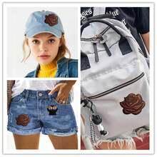 5 piezas Parches bordados con rosas marrones, para aplicar con plancha o coser en ropa, chaquetas, camisetas, mochilas - multicolor - Ver 3