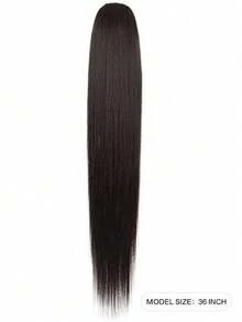Extensiones de cola de caballo de 36"/34" con cordón, cola de caballo larga y recta falsa, extensión de cabello sintético natural y suave con clip, resistente al calor - negro natural - Ver 2