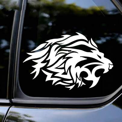 Roaring Lion Head Vinyl Decal, Waterproof Removable Animal Car Sticker For Auto Body, Motorcycle, Truck, SUV, ATV, RV, Laptop, Helmet, Scratch Cover, DIY Exterior Decor