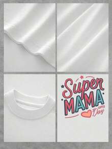 Celebrate Motherhood With This Super Mama Graphic Tee Made From A Soft Cotton Blend, Featuring A Stylish Print, Perfect For Everyday Comfort And A Wonderful Gift For Supermoms. - 白色 - 查看 4
