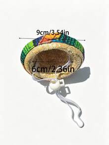 Colorful Woven Sombrero Hat, Adjustable For Small Pets, Mini Hat, Decoration Accessory For Holiday Party, Rainbow Rope Carnival - Multicolor - View 2