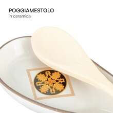Baroni Home Poggiamestoli Decorato in Ceramica, Accessorio da Cucina Colorato Resistente, Linea Domus, 8x22x3 cm - Poggiamestoli - Visualizzare 4