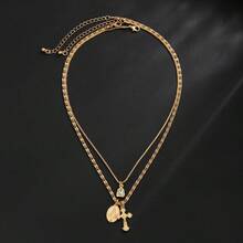 Bộ 2 mặt dây chuyền hình chữ thập và ngôi sao vuông phong cách Hip-Hop dành cho nam, kiểu dáng hình học, có thể xếp chồng lên nhau. - Nhiều màu - Xem 5