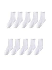 1/3/5 đôi tất nữ màu đen trắng, kiểu dáng thường ngày, thoải mái. - Nhiều màu - Xem 4