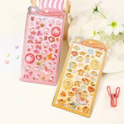SANRIO Hình dán 3D hình động vật dễ thương dập nổi, hình dán trang trí hoạt hình đính đá pha lê, thiết kế rỗng bằng nhựa, hình dán trang trí tự làm cho ốp điện thoại, thích hợp sử dụng trong album ảnh, máy tính xách tay, tủ lạnh và làm yếu tố trang trí cho ốp điện thoại tự làm theo chủ đề hoạt hình. Các họa tiết phù hợp cho nhiều dịp khác nhau như họp mặt gia đình, sinh nhật, tiệc tùng, Halloween và Giáng sinh.