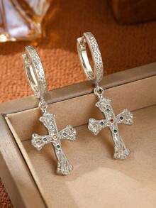 2pcs Luxury Shiny Elegant Earrings, Versatile Atmospheric Elegant Earrings Suitable For Banquets, Parties, Music Festivals - Multicolor - View 3