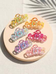 6PCS Summer Candy Color LOVE Letter Transparent Hair Claw Clips Women's Hair Accessories Sweet Versatile Back Of Head Updo Hair Clips Set Daily Casual Wear Half-Up Ponytail And Braided Hair Party Wedding Outing Valentine's Day Commute Daily - 6PCSlove - View 10