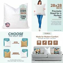 Pillowflex Synthetic Down Pillow Inserts for Shams Aka Faux/ Alternative 28 Inch by 28 Inch by Pillowflex - Blanco - Ver 1