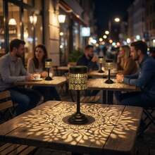 1pc Solar Mandala Peony LED Table Lamp, IP44 Waterproof Metal Outdoor Garden Pathway Decor Light - Multiple Specifications - View 7