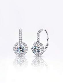 1 Đôi bông tai Moissanite vĩnh cửu lấp lánh 1 carat, chất liệu bạc S925, bông tai cưới sang trọng, quà tặng sinh nhật, kỷ niệm cho bạn thân. - Hoa tai Brilliant Time Moissanite - 1ct - Xem 5