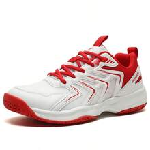 New Breathable Professional Shock-Absorbing Sports Running Shoes, Lightweight Casual Badminton Shoes For Men - White and Red - View 11