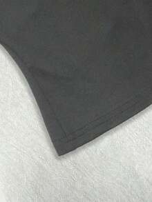Camiseta ajustada de patchwork para mujeres - Gris Oscuro - Ver 5